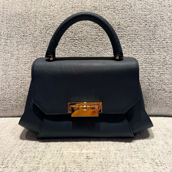 Zac Posen Handbags - ZAC POSEN navy bag purse satchel handbag gold hardware EUC